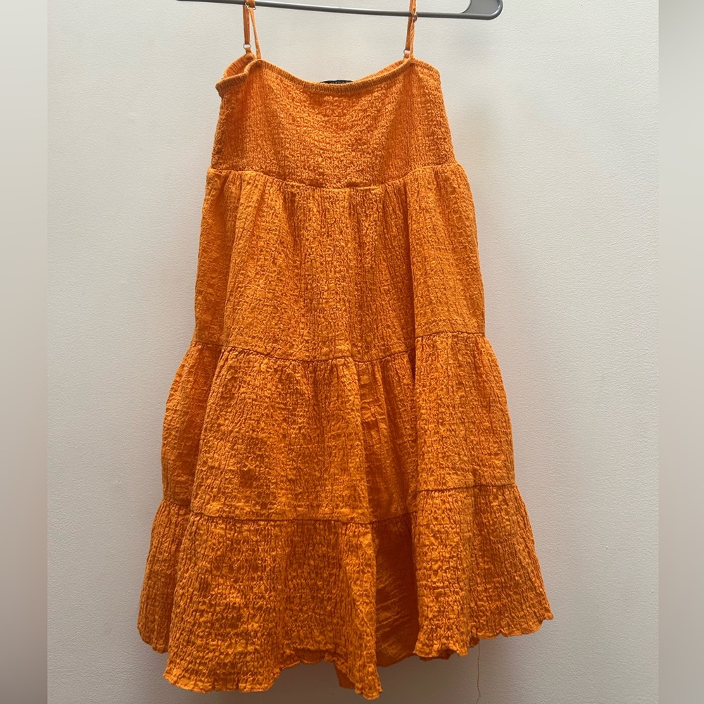 ZARA Orange Smocked Tier Dress
